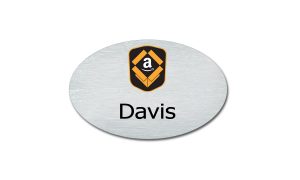 Silver Oval Metal Amazon Name Badge