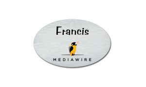 Silver Oval Metal Mediawire Name Badge