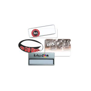 Reusable name tag collage of four different tags